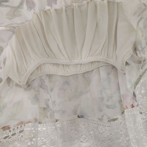 B.N.C.I Off Shoulder Multi Colored Embroidered Floral With Lace Top - Picture 9 of 11